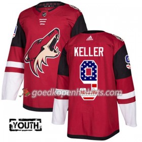 Arizona Coyotes Clayton Keller 9 Adidas 2017-2018 Rood USA Flag Fashion Authentic Shirt - Kinderen